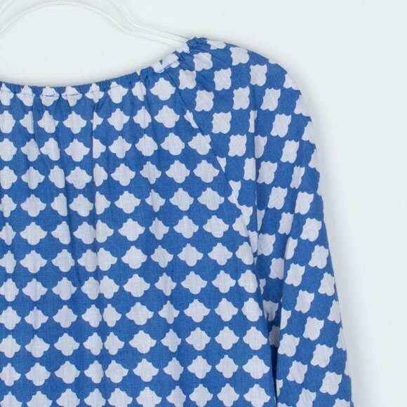 Talbots Womens Linen Button Down Geometric Top Size S Petite 3/4 Sleeve Summer - Picture 10 of 11